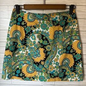 XOXO Vibrant Floral Mini Skirt - Black, Yellow, Green